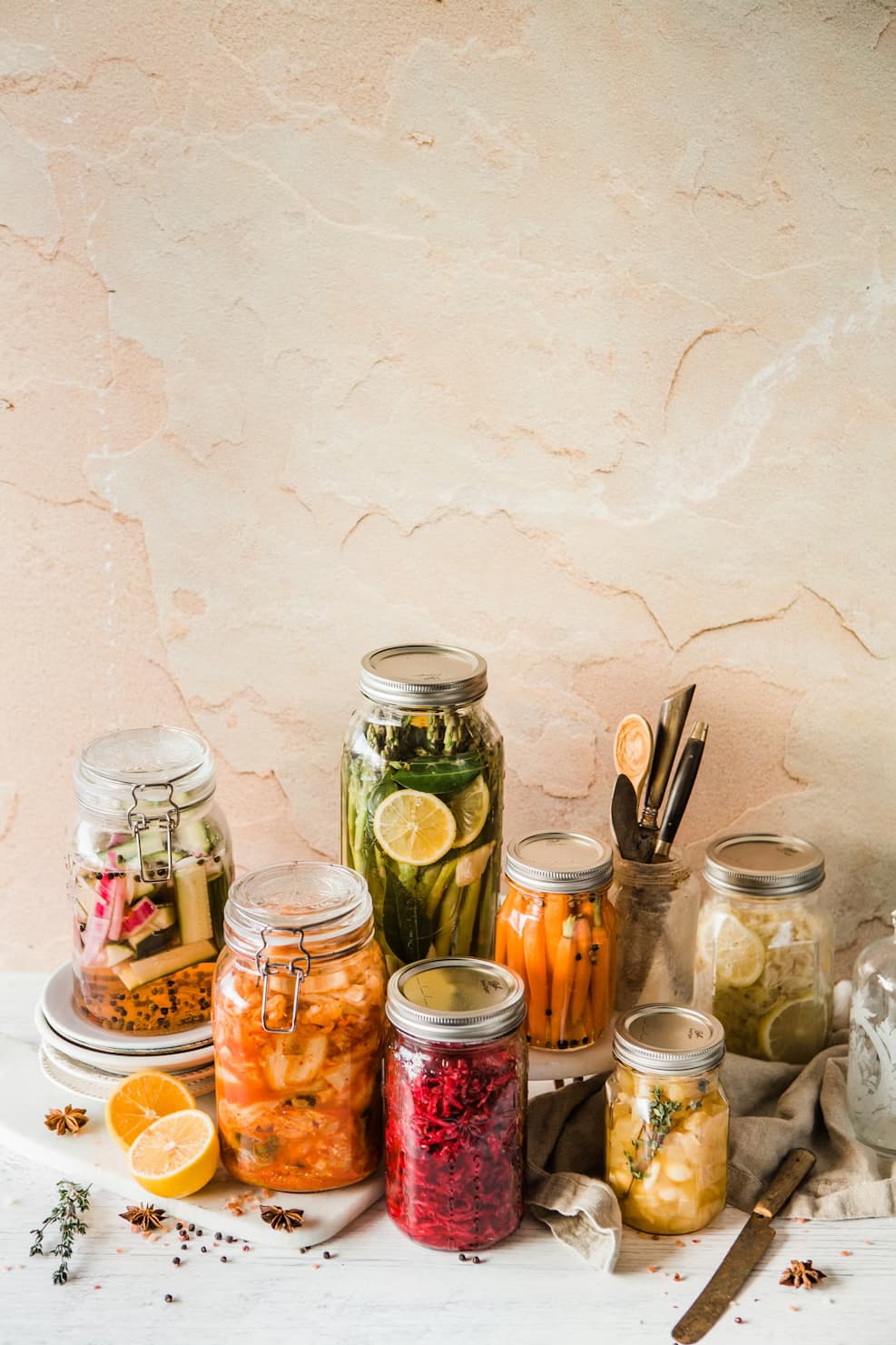 Fermented vegetables in jars