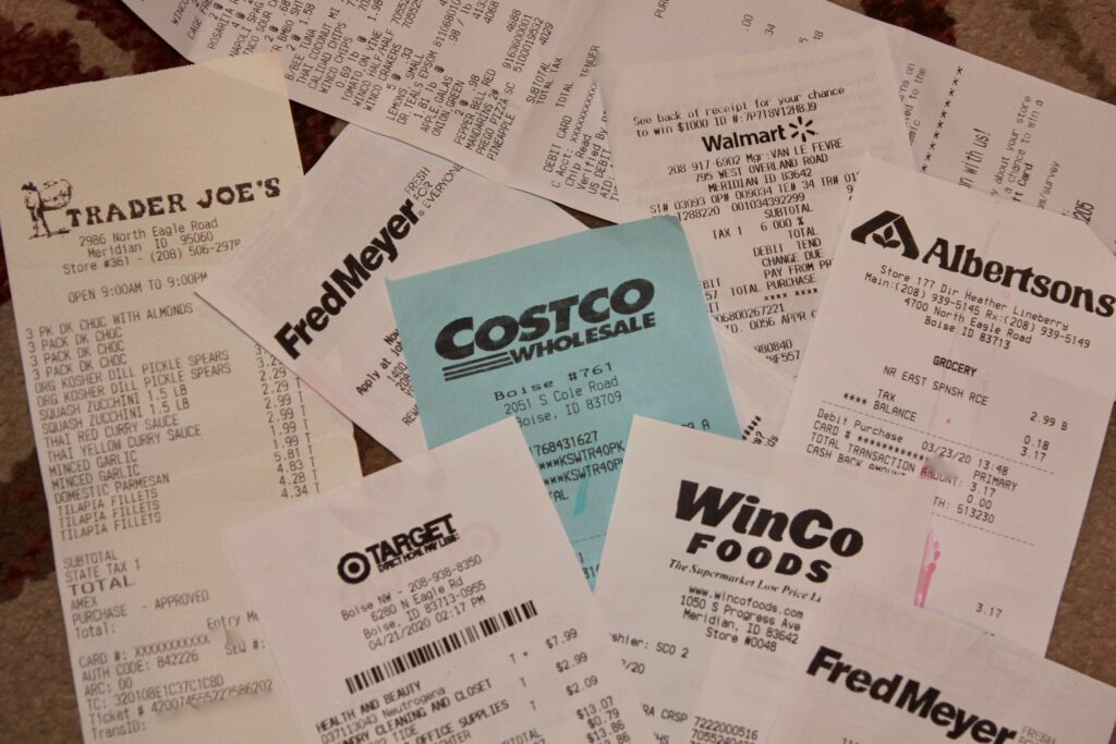 Grocery receipts